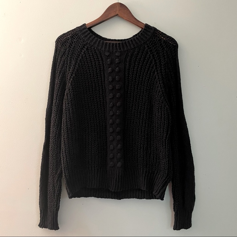 NWOT Jun & Ivy Black Knit Bobble Sweater US Large